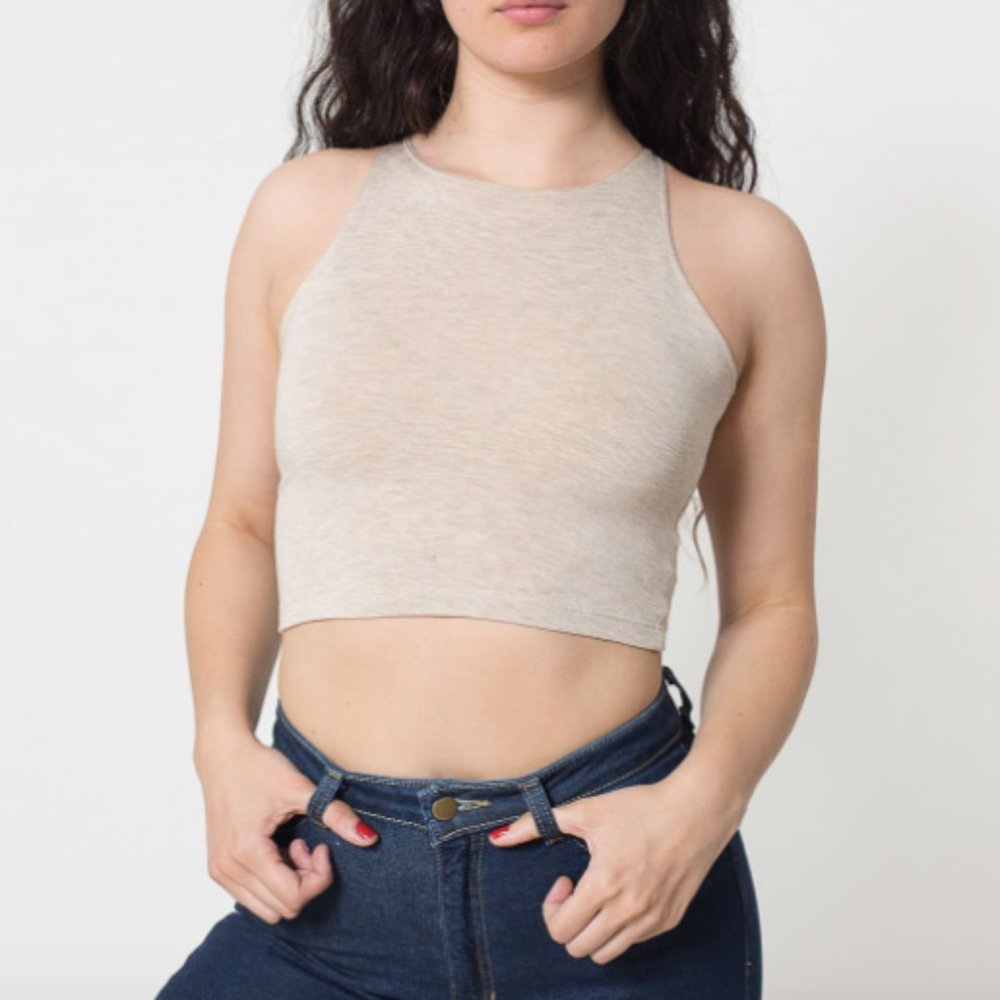 American Apparel Cotton Spandex Sleeveless Crop Top beige